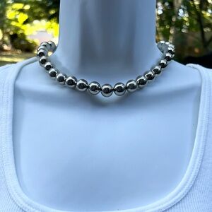 Loft Silver Chunky Beaded Necklace Choker NEW